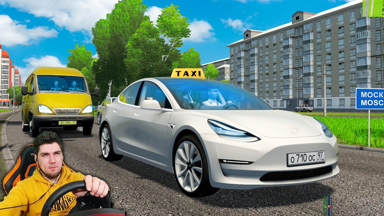 КУПИЛ ТЕСЛУ и Устроился РАБОТАТЬ В Яндекс ТАКСИ - RP CITY CAR DRIVING + РУЛЬ