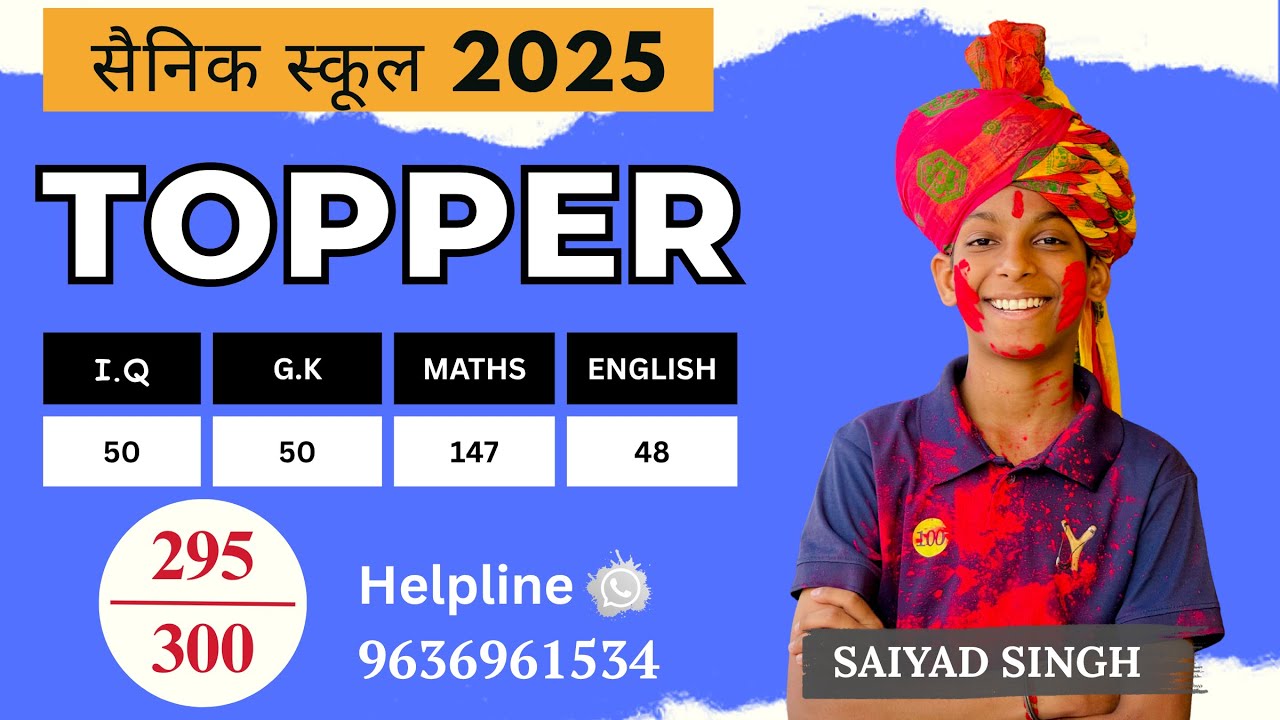 Sainik School 2025 Topper Saiyad Singh Scores 295/300 | Lakshya Academy Success Story #aissee