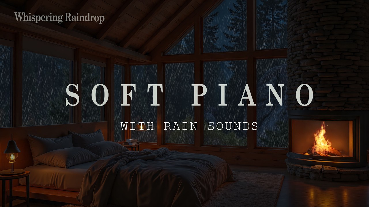 Rain and Piano Sleep Music 🌧️ Raindrops Outside the Forest and Warm Bedroom for Relieve Stress