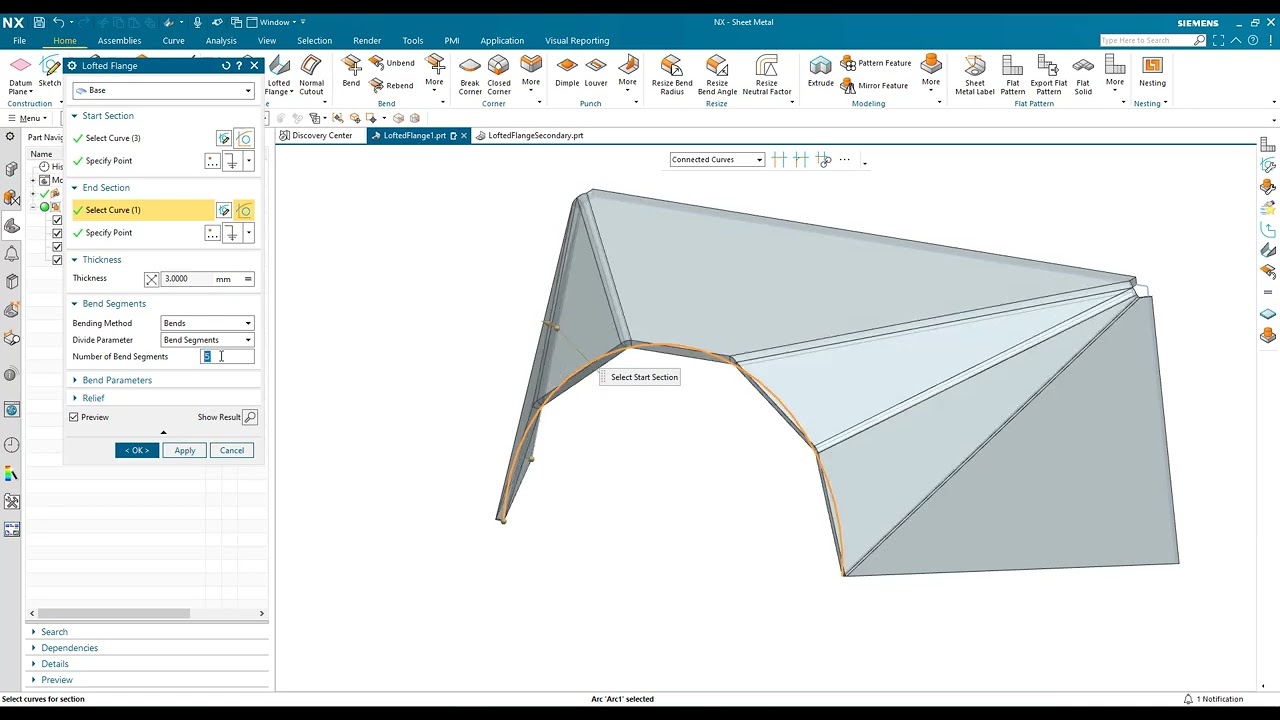 Siemens NX Sheet Metal: Lofted Flange