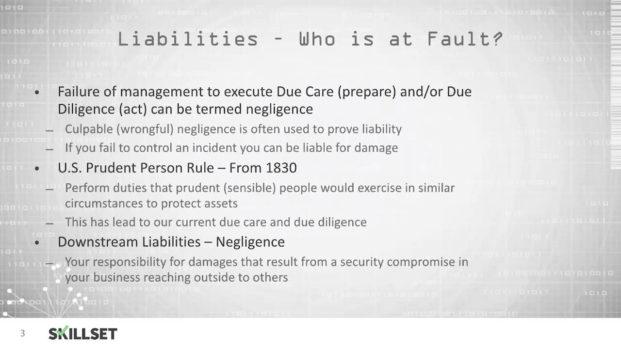 Due Diligence and Due Care (CISSP Free by Skillset.com)