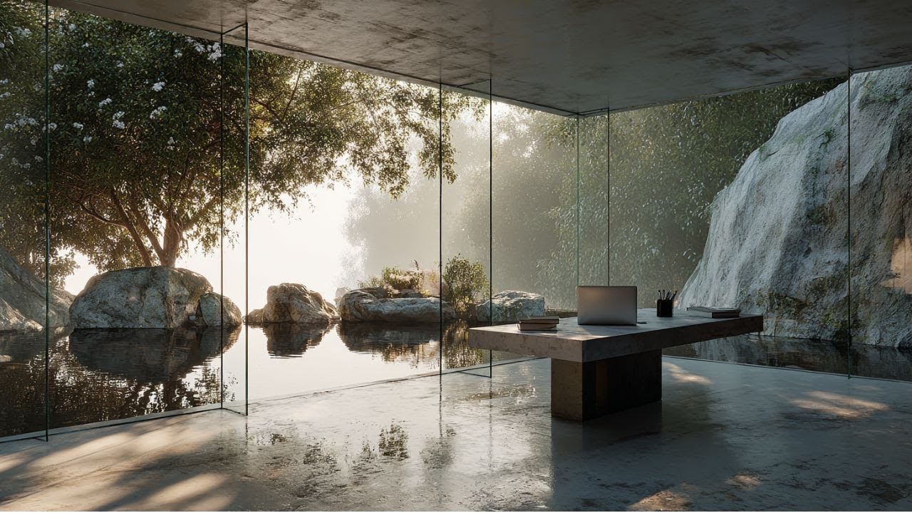 Deep Work in a Glass Studio | Modern Minimalist Ambience | Clarity for Designers & Coders