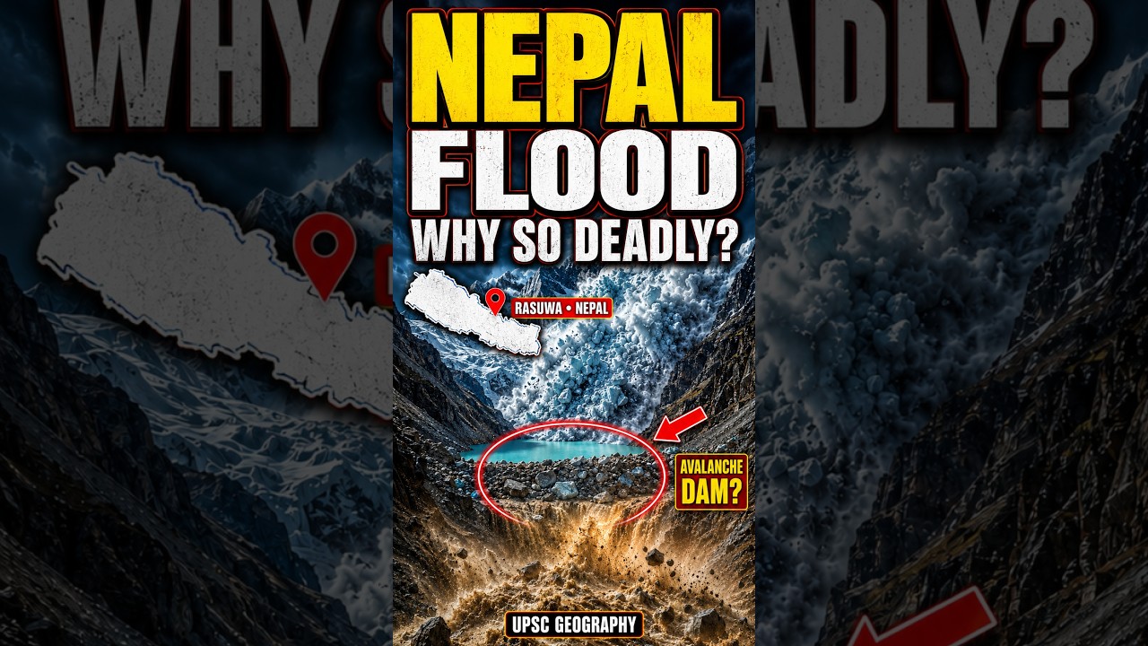 Nepal Flood 2026 😱 | Did an Avalanche Block an Entire River? | UPSC Geography #shorts
