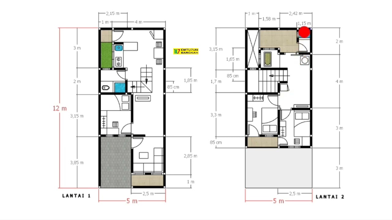 Rumah 5x12 tingkat 3, kamarnya 3, sangat nyamna