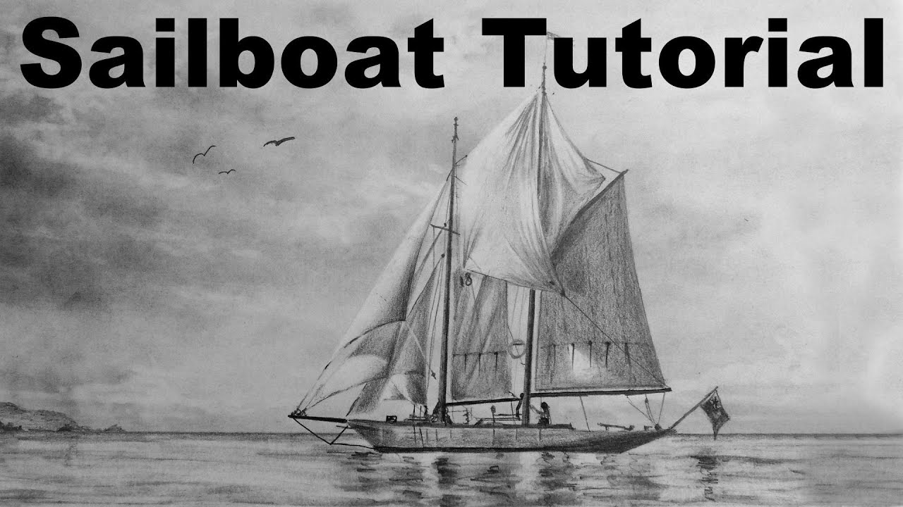 how to draw a sailboat - sailing boat - ship drawing time lapse