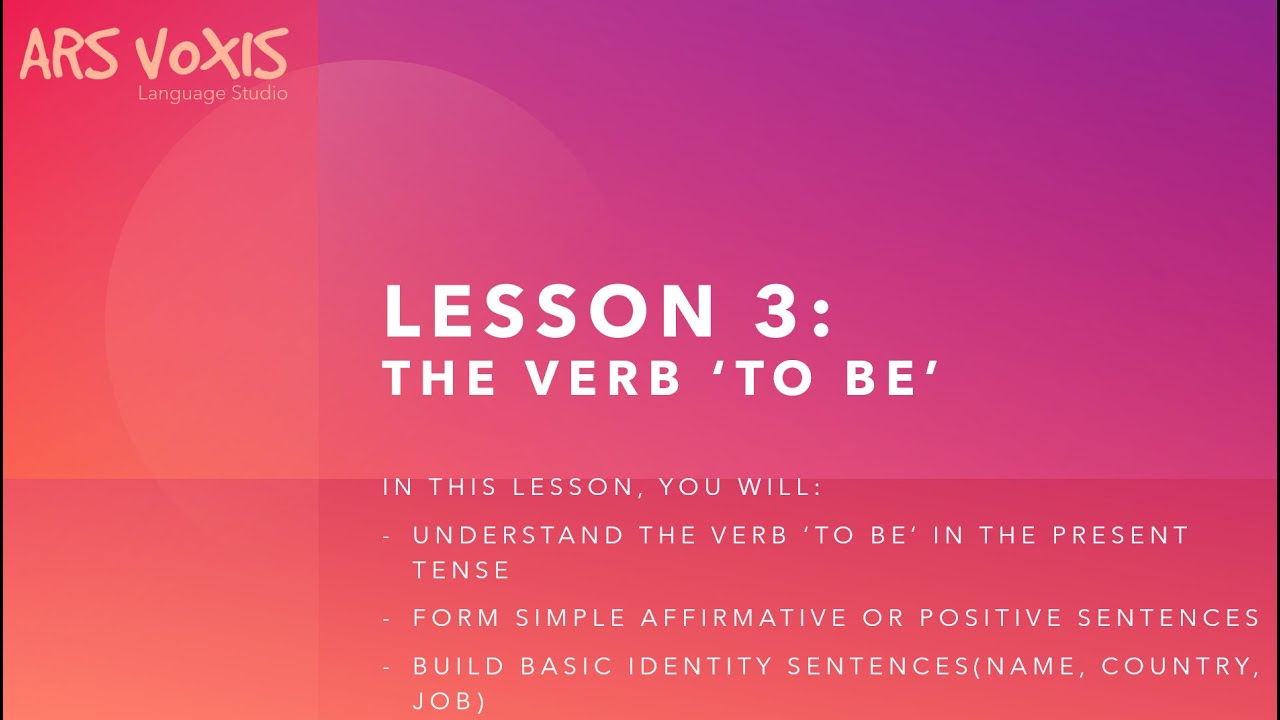Lesson 03   The Verb To Be   Present Tense   Affirmative Form