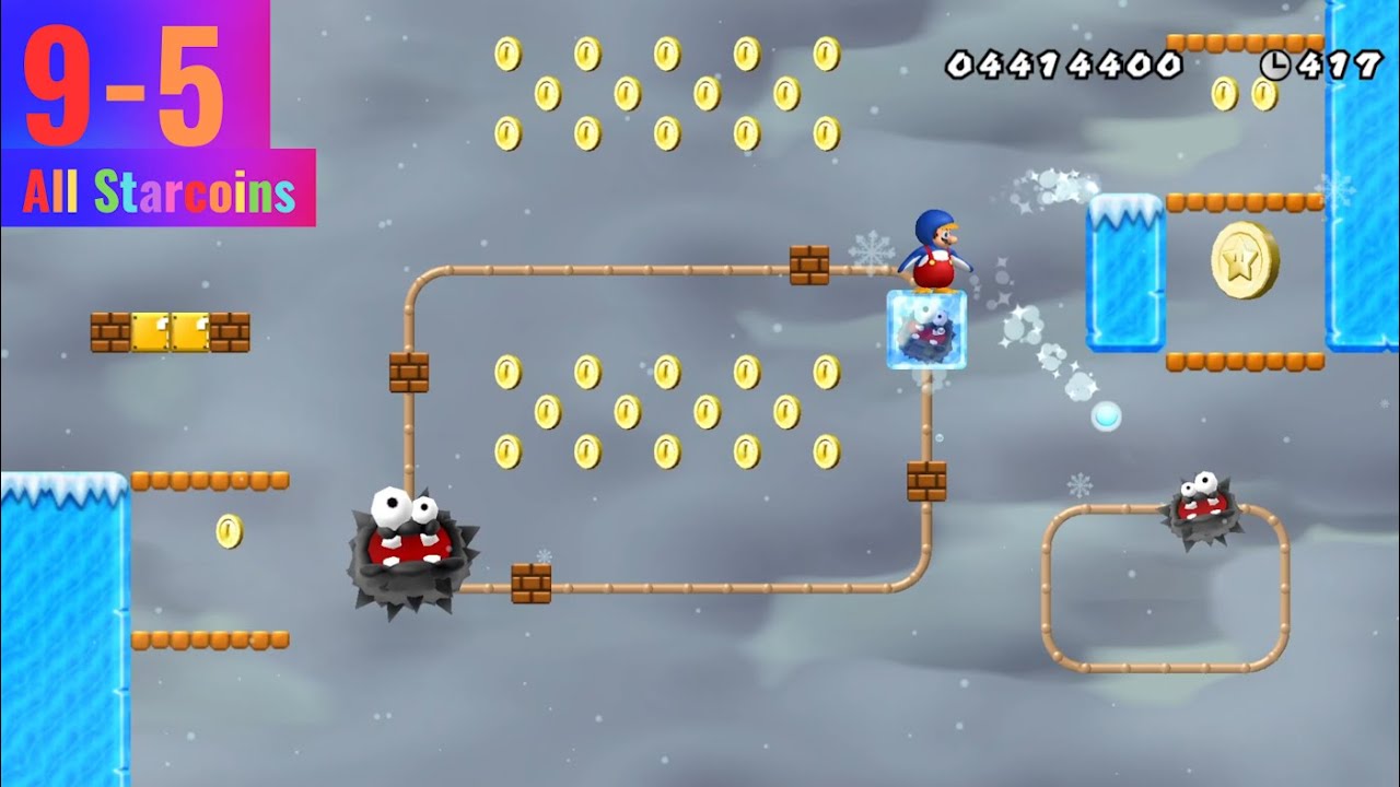 New Super Mario Bros Wii 9-5 (All Star Coins) 100% Walkthrough