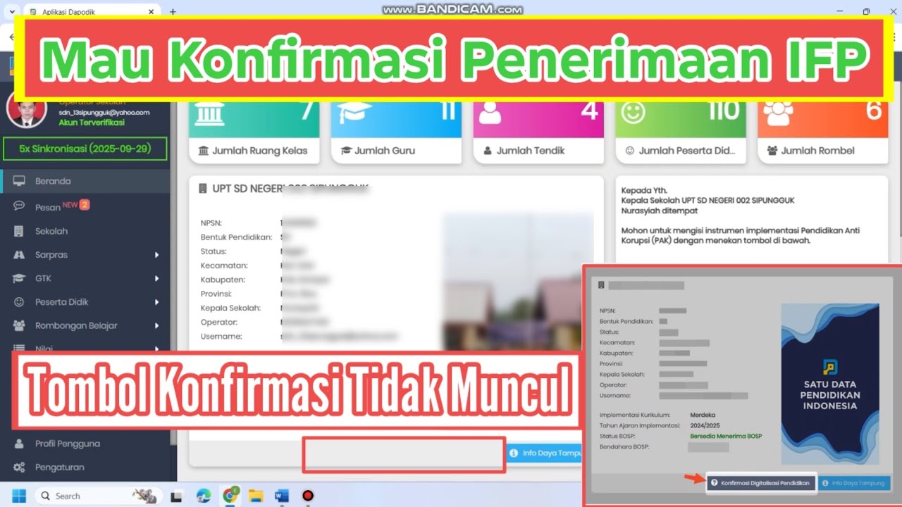 Cara Konfirmasi Penerimaan Pengadaan IFP di Dapodik