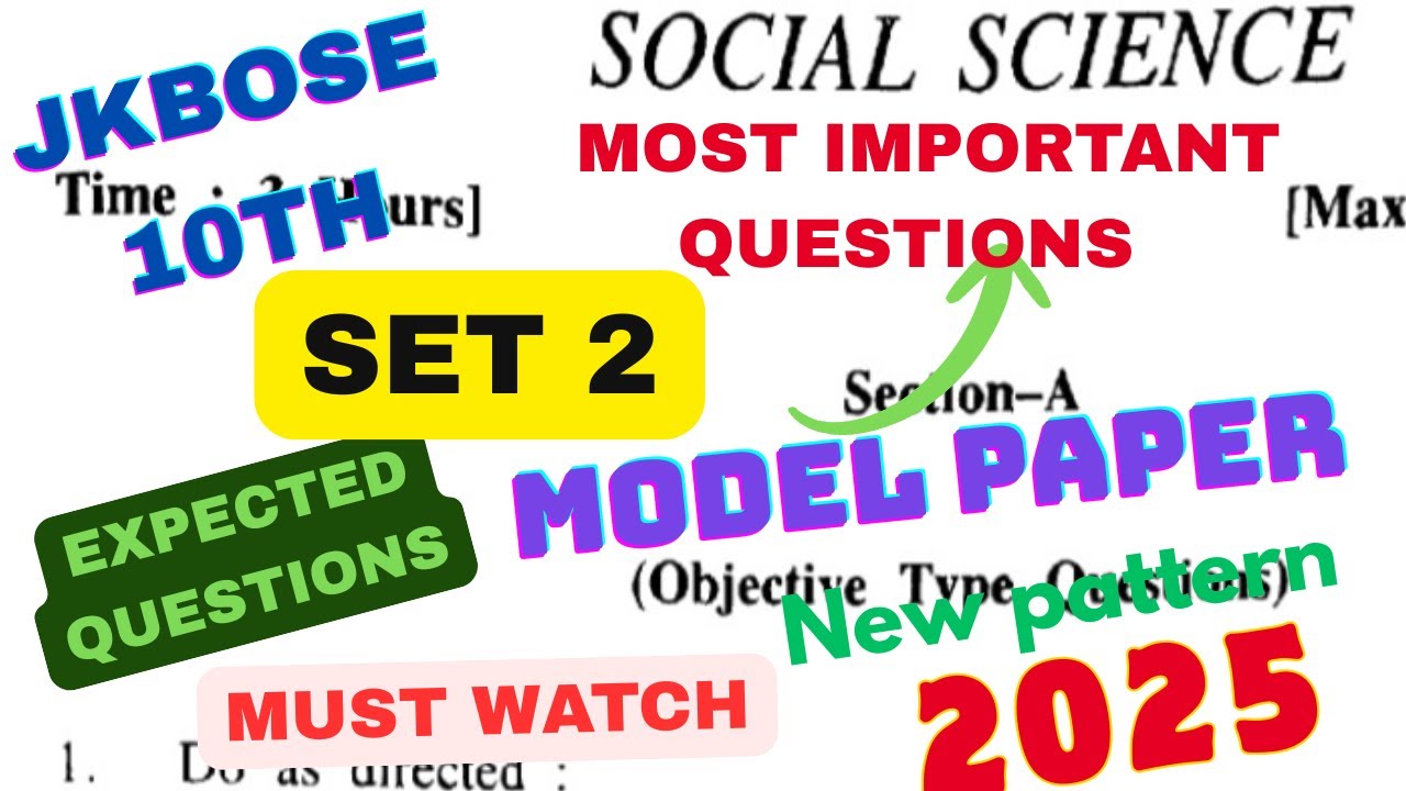 JKbose class 10th social science important questions 2025 | Class 10th Social science guess paper S2