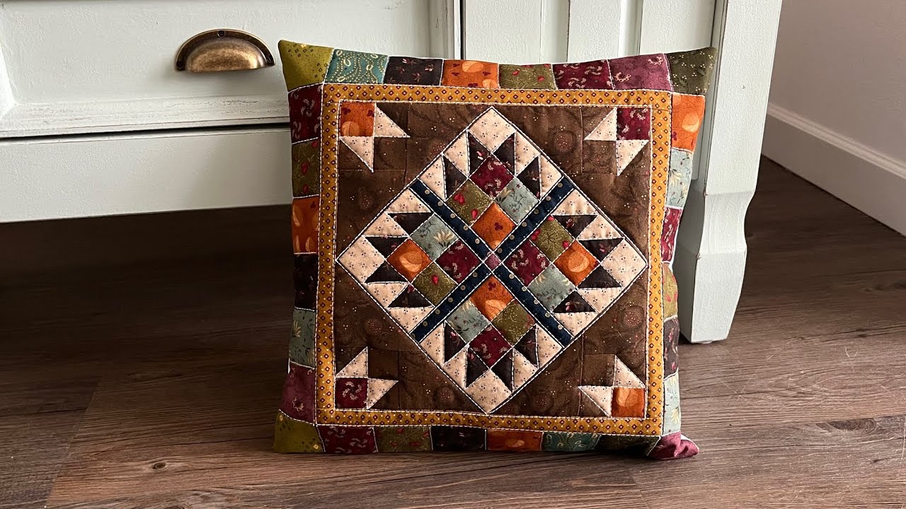 Kim Diehl Fabric Pillow – Beautiful Patchwork with Half Square Ruler