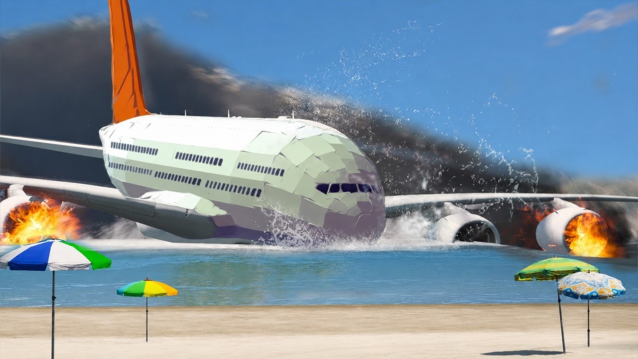 Emergency Landing On The Beach After Engine Exploded - Airplane Crashes ! Besiege plane crash