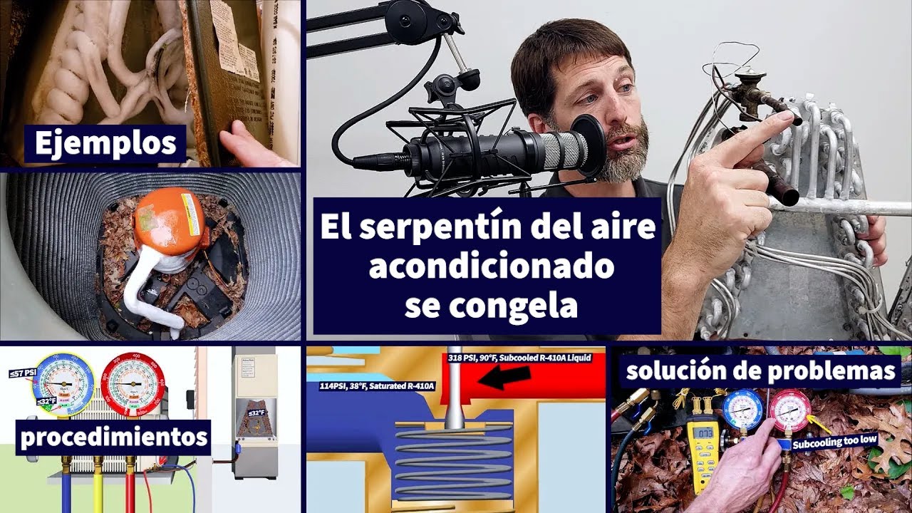 El serpentín del aire acondicionado se congela - Ejemplos, procedimientos y solución de problemas
