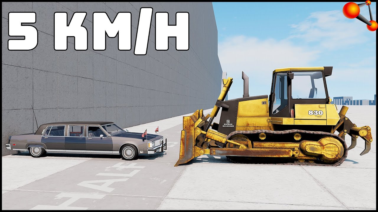 BULLDOZER vs ARMORED LIMOUSINE! 5 Km/H CRASH TEST! - BeamNg Drive
