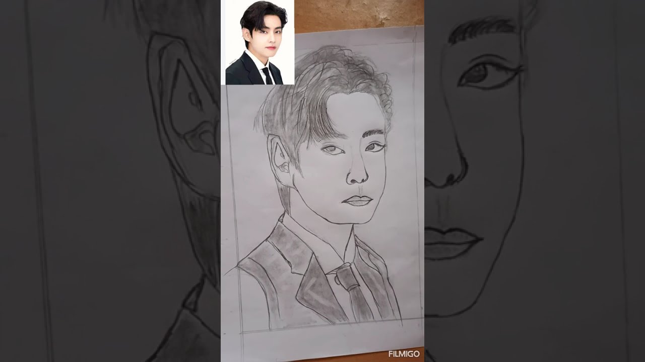 Draw BTS V Kim Taehyung drawing #drawing #art #sketch #pencildrawing #draw #bts 