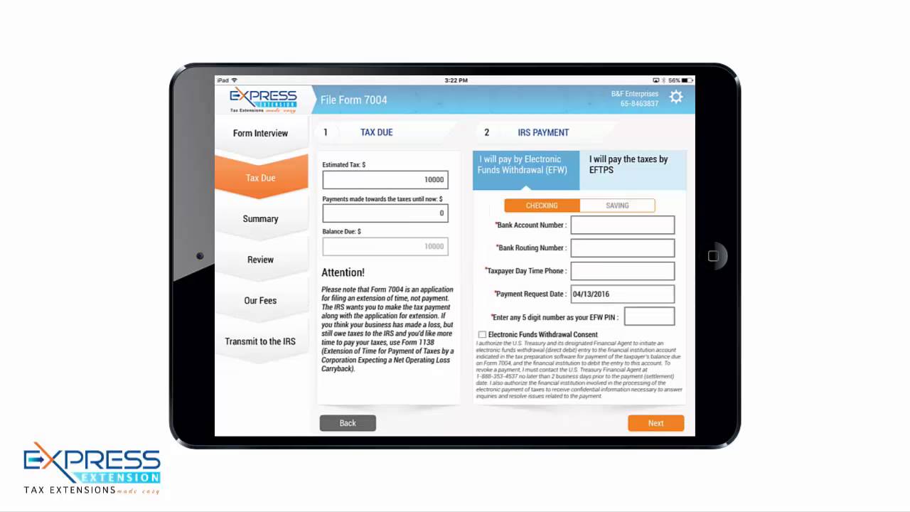 Express Form 7004 Tablet App