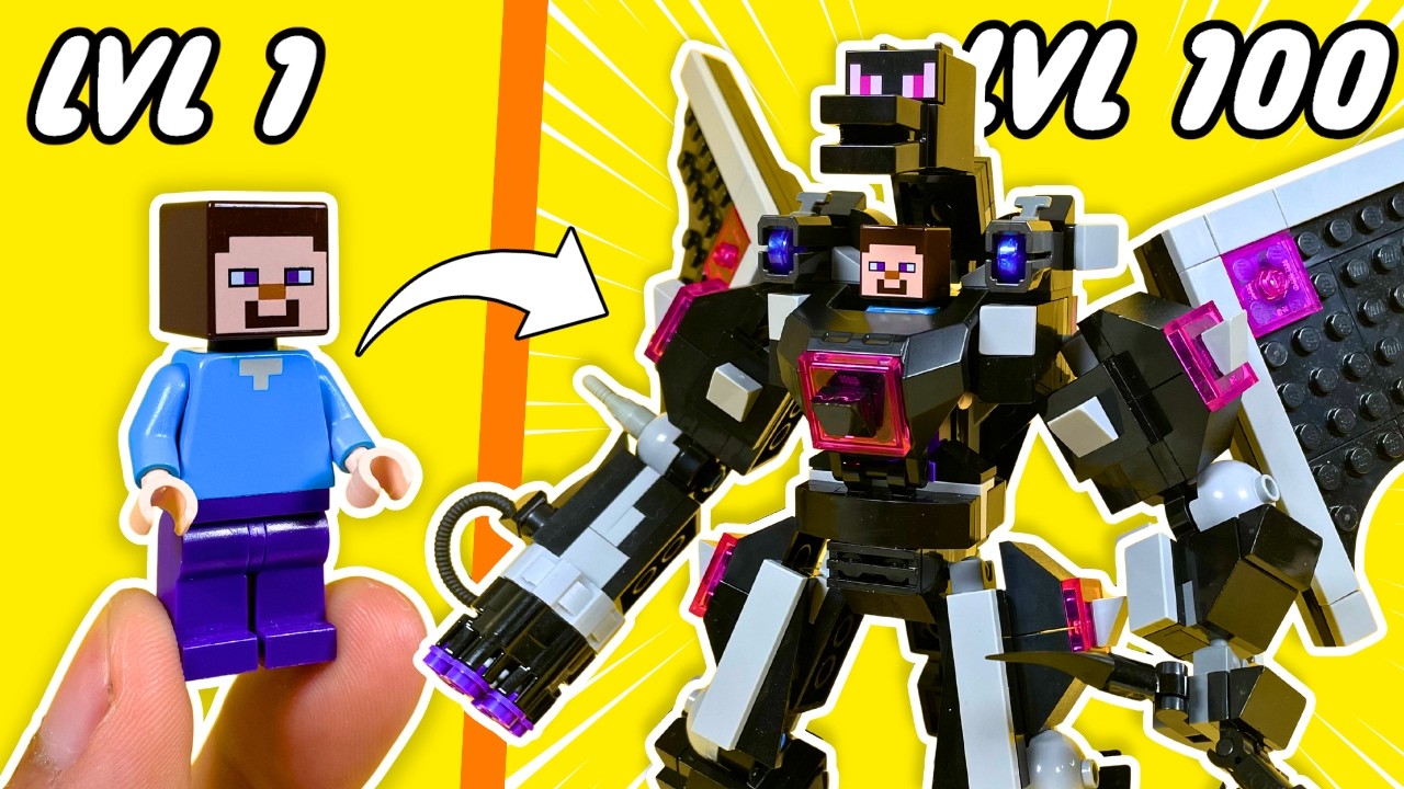 Ур. 1 против Ур. 100: Мехи из Lego Minecraft...