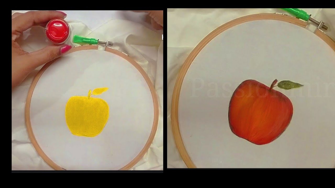 Realistic Apple drawing with fabric paint..... How to draw realistic Apple