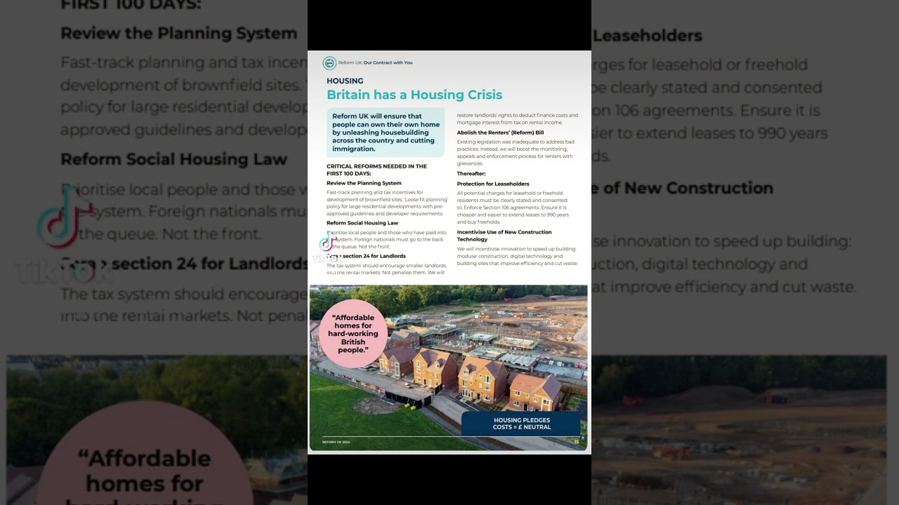 Reform UK Housing Policy, General Election 2024