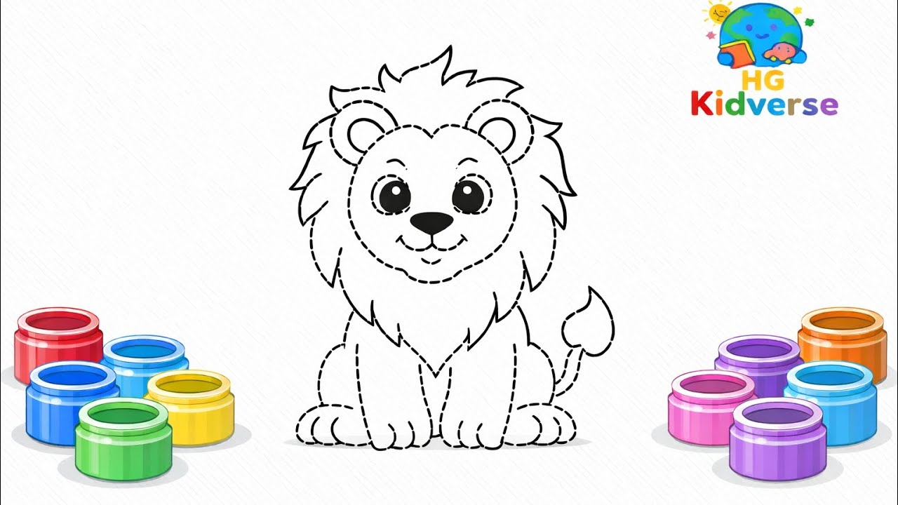 Cute Lion Coloring for Kids 🦁 | Learn Colors & Easy Animal Coloring Step by Step