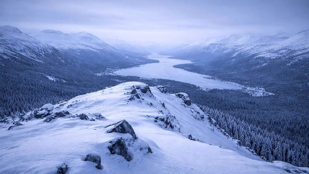 Solitude On A Frozen Northern Mountain For Quiet Reflection
