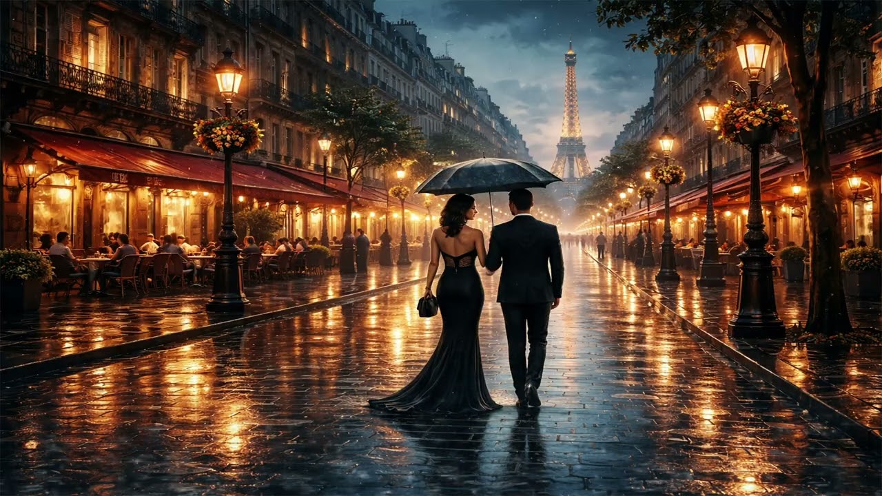 Just Me,You and an Umbrella ☂️ on the Streets of Paris and Romantic Music