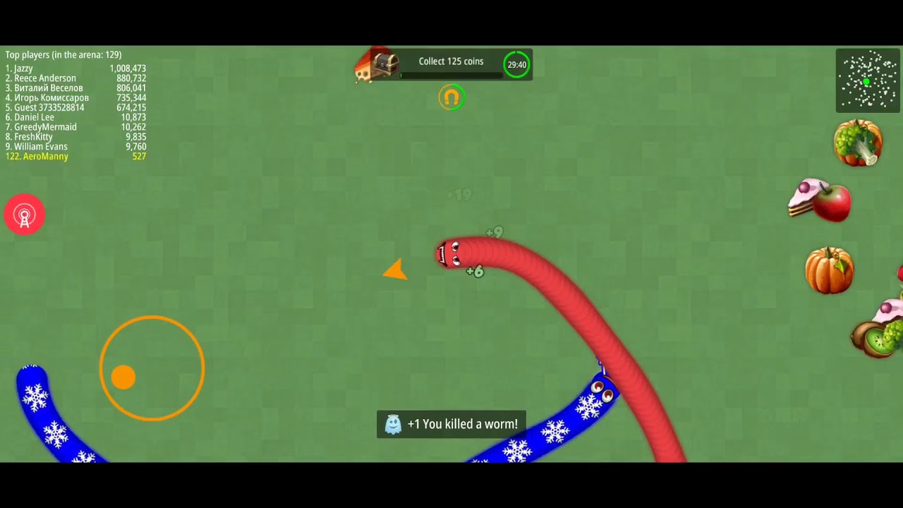 WormsZone.io live now！Impossible task! 125 coins collection
