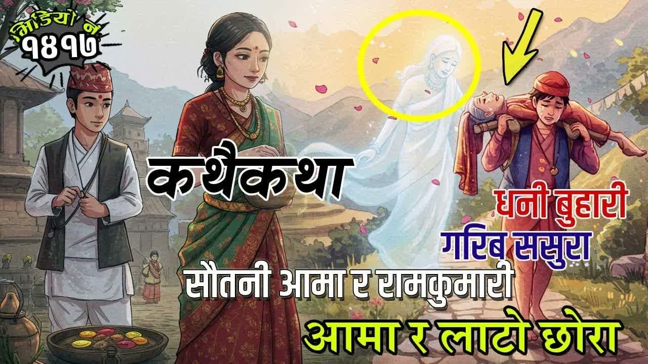 लोककथाहरुः धनी बुहारी गरिब ससुरा । सौतनी आमा र रामकुमारी । आमा र लाटो छोरा.