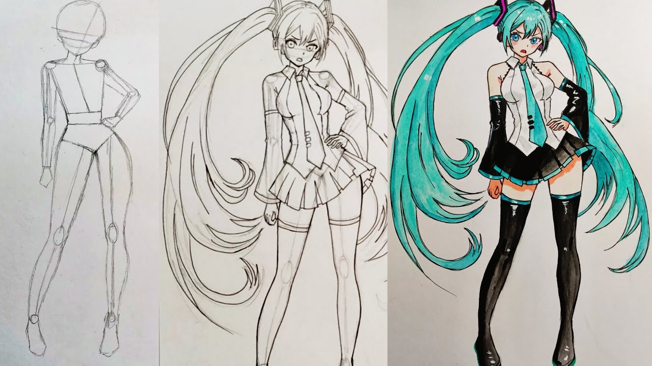 How to draw Hatsune miku full body tutorial! || Easy guidelines step by step | TUTORIAL!!