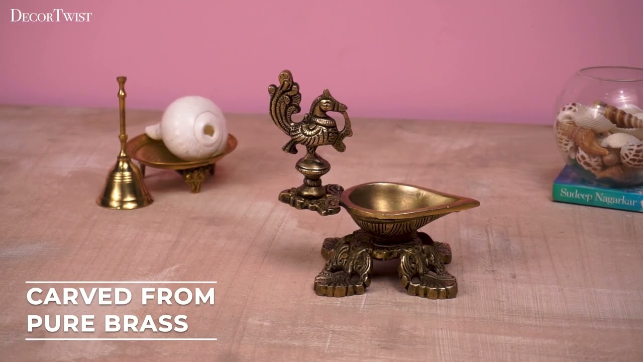 Brass Peacock Design Oil Wick Diya | Decor Twist | Handcrafted |