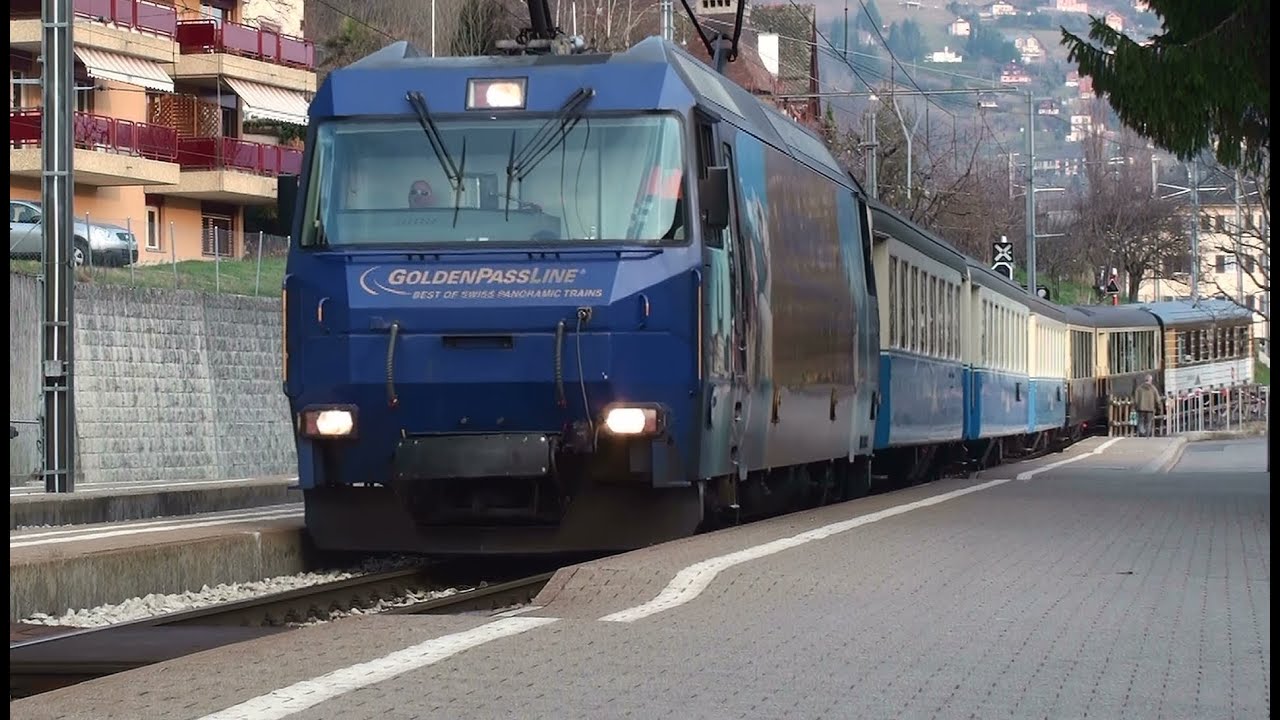 Train in Switzerland at Lake Leman - Golden Pass Line - Chernex