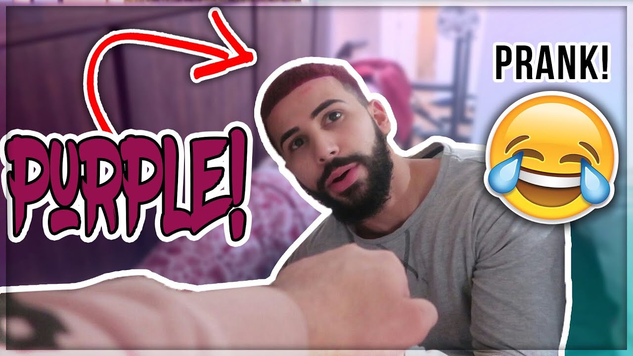 DYED HIS HAIR PURPLE WHILE HE WAS SLEEPING!! *REVENGE PRANK*