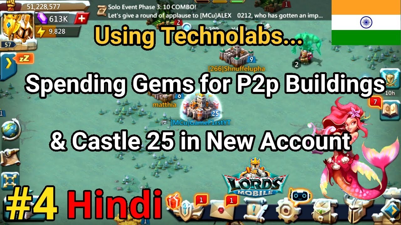RIP Gems in P2p Buildings - #4 Spending Technolabs in New Account in Lords Mobile | - GameF1rst