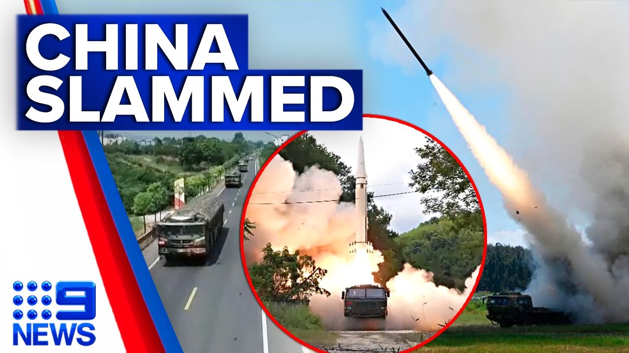 Foreign minister condemns China over ballistic missile drills | 9 News Australia
