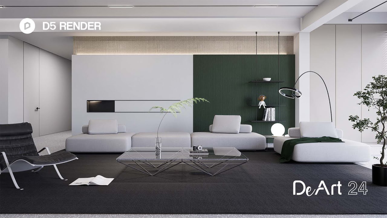 Tutorial: Created Realistic Living Room Rendering Within 12 Mins | D5 render