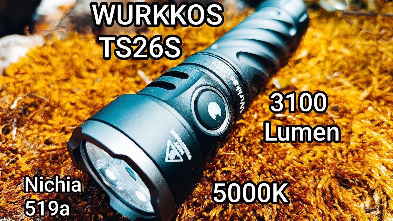 Wurkkos TS26S Led Taschenlampe Nichia 519a 3100 Lumen Review Flashlight Beamshots keine HD01 TD04