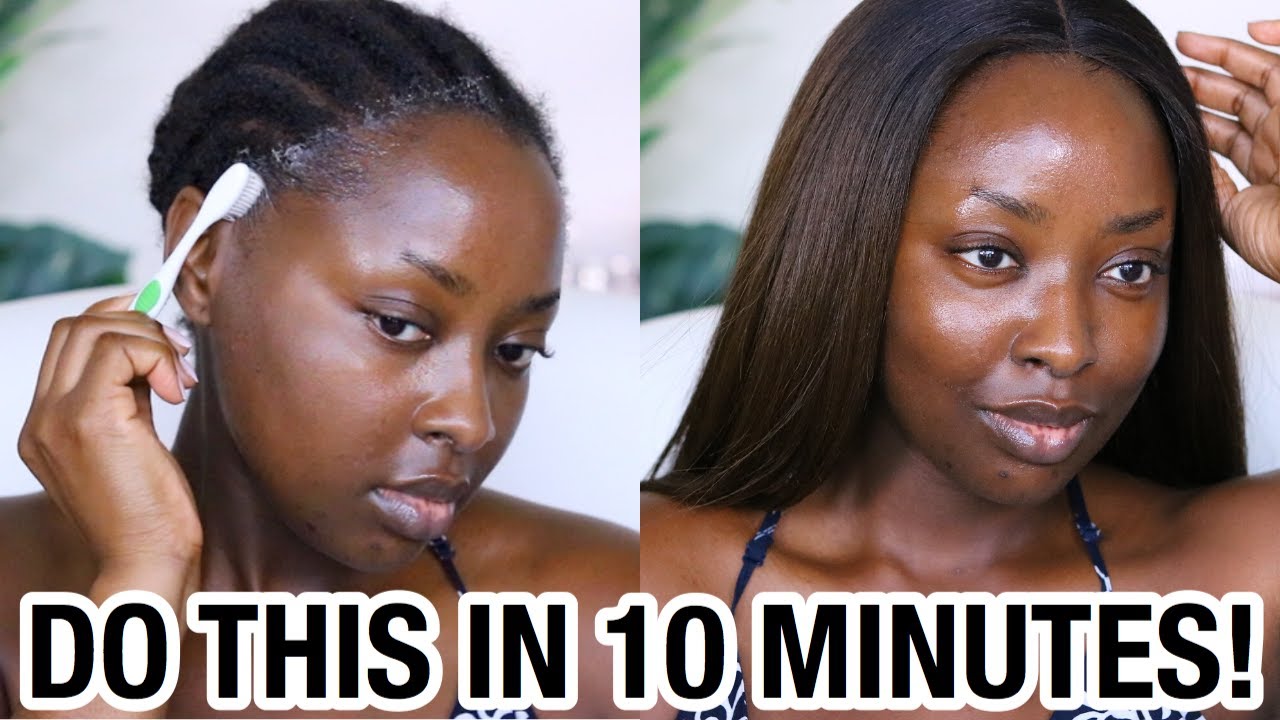 EASY GLUELESS SYNTHETIC WIG INSTALL FOR BEGINNERS / ANYONE CAN DO THIS! | Mena Adubea