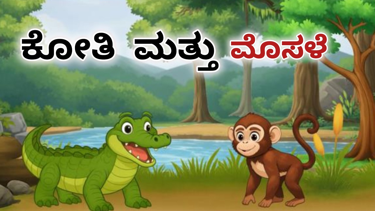 ಕೋತಿ ಮತ್ತು ಮೊಸಳೆ 🐊🐒| Koti Mattu Mosale | Kannada Moral Stories|  #carroon #animation #moralstories