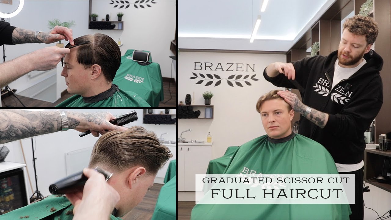 Full Scissor cut Tutorial for Barbers (Graduation, Layering and Taper)