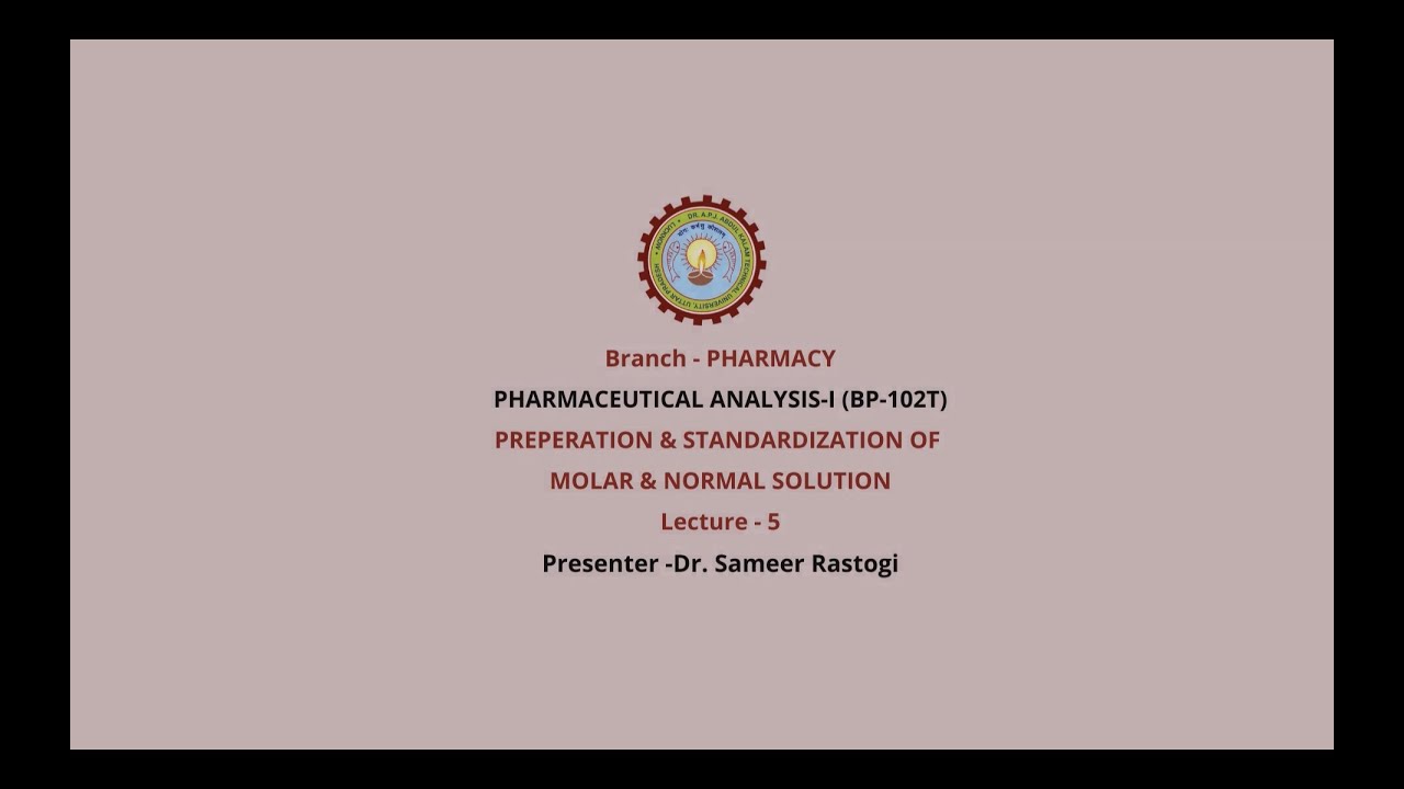 Pharmaceutical Analysis-l  | Preparation & Standardization of Molar & Normal Solution|