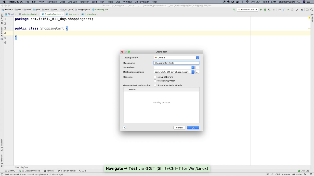 Lecture 10: Object-oriented Design of a Shopping Cart with TDD