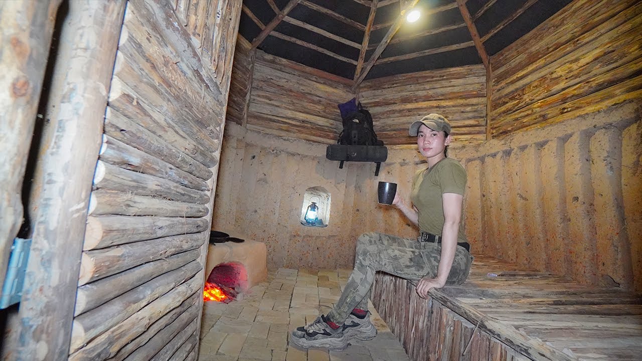 Building Warm Underground Dugout for the Winter, Bushcraft Survival Shelter, Cooking, DIY, Asmr