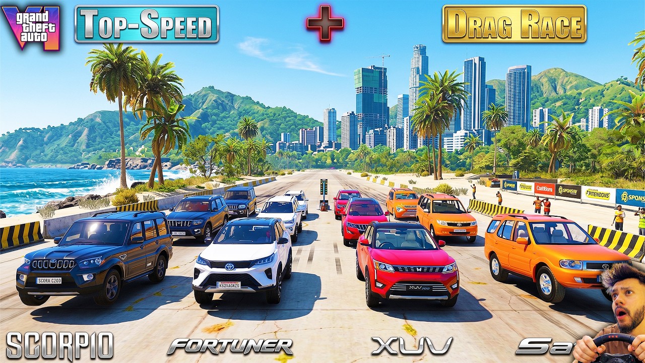 GTA 5 All Fortuner Vs All Scorpio Vs All Safari Vs All Xuv Drag Race