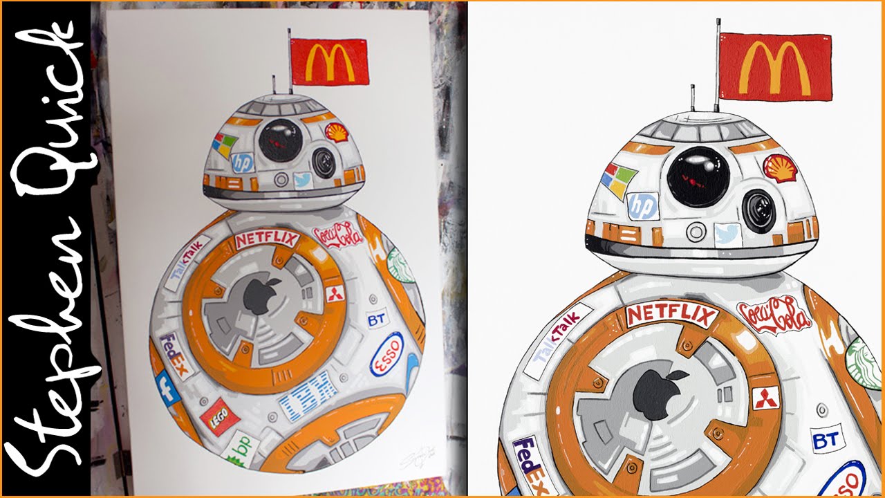 BB-8 SPEED PAINTING | STAR WARS Satire Art by Stephen Quick