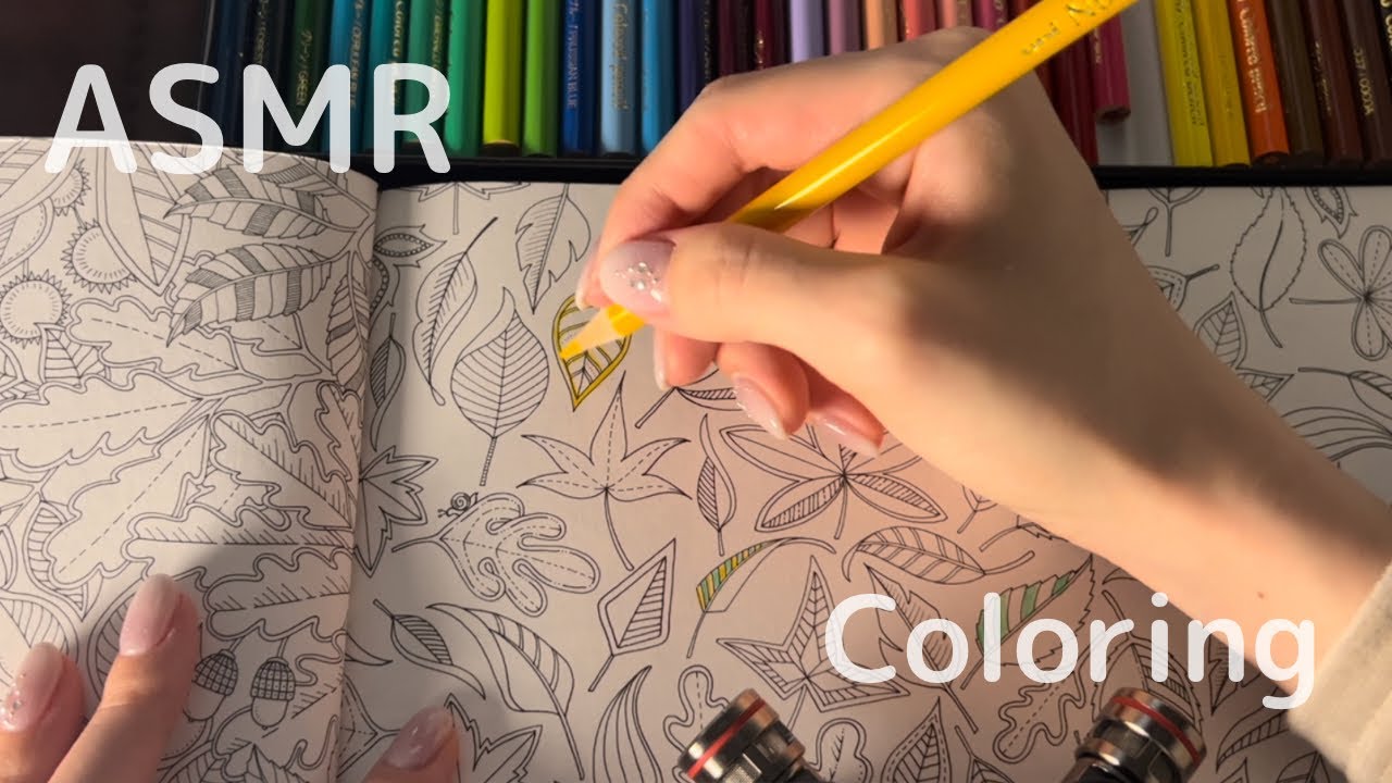 【ASMR】1hour🎨 Coloring with colored pencils/ No talking •色鉛筆でぬりえ