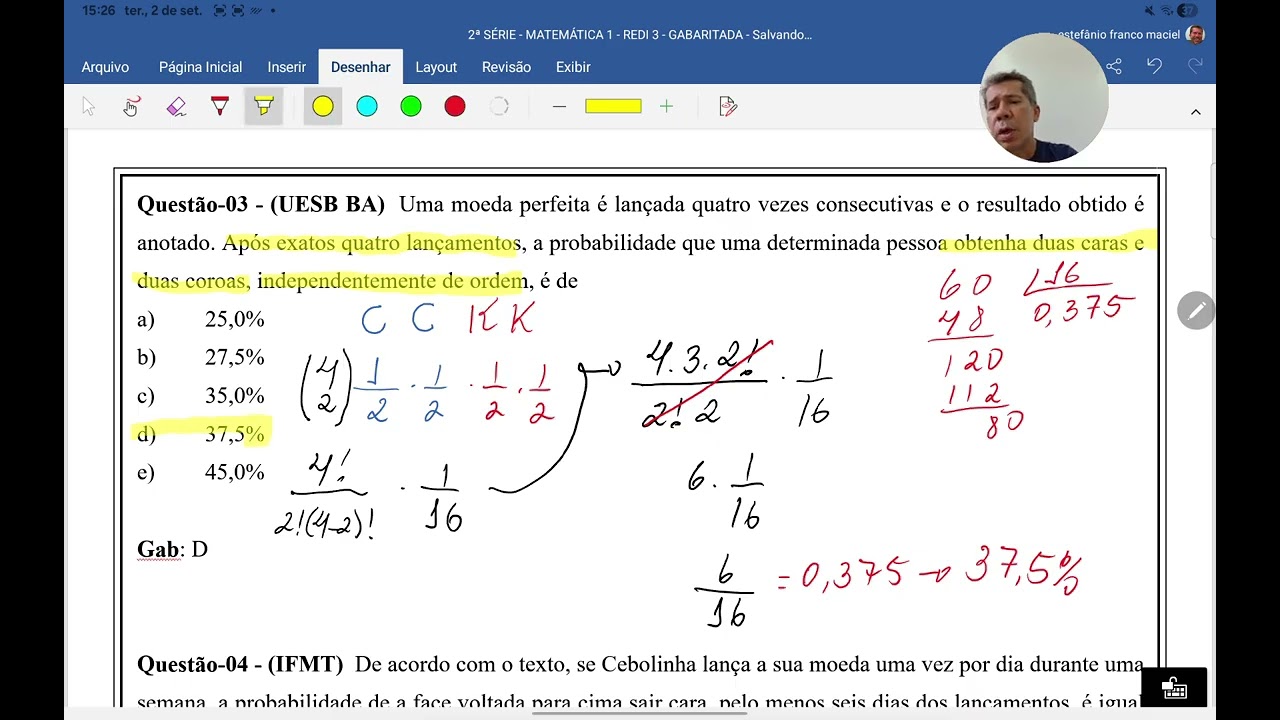 Exercícios sobre distribuição de probabilidade 