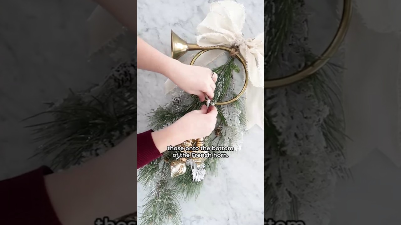 ✨ DIY Door Swag with a Thrifted French Horn!✨  #thriftfinds #diychristmasdecor #christmascrafts