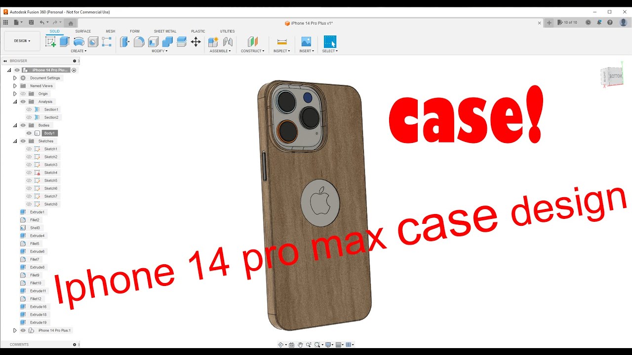 How to design iphone 14 pro max case in fusion360 (tutorial)