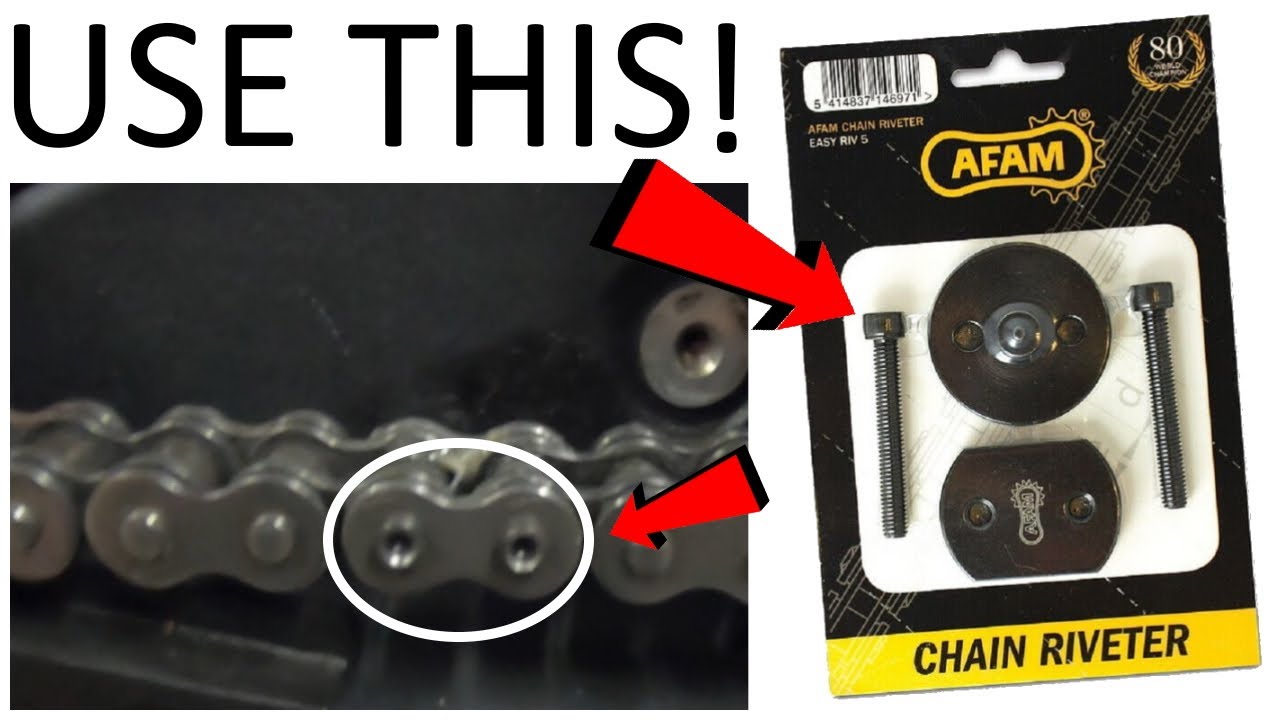 How to use AFAM Easy Riv 5 Chain Rivet Tool - Riveting a shortened hollow link chain - Daytona 675