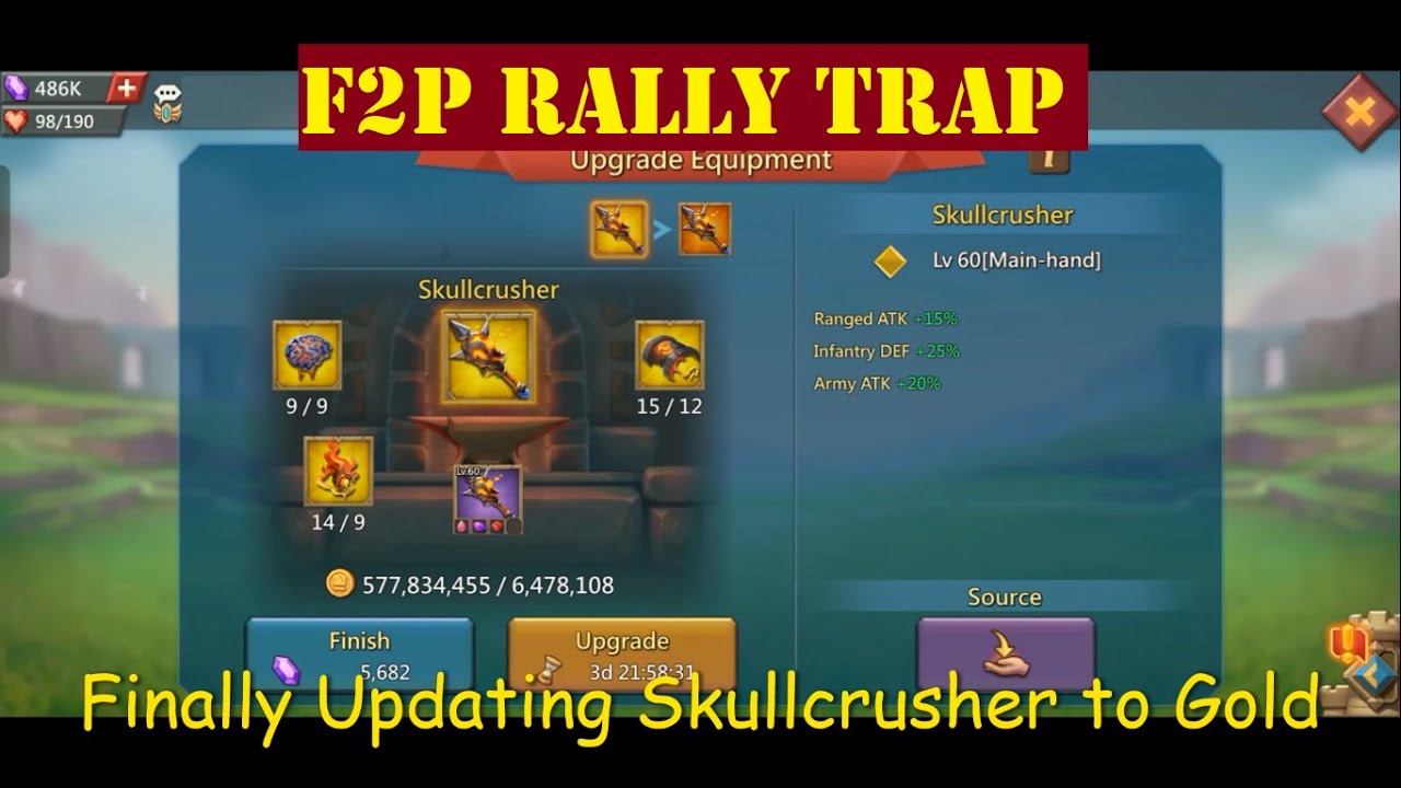 Upgrading skullscrusher in my F2P Mini Rally Trap while Bargain Store: Best F2P Mix Gear