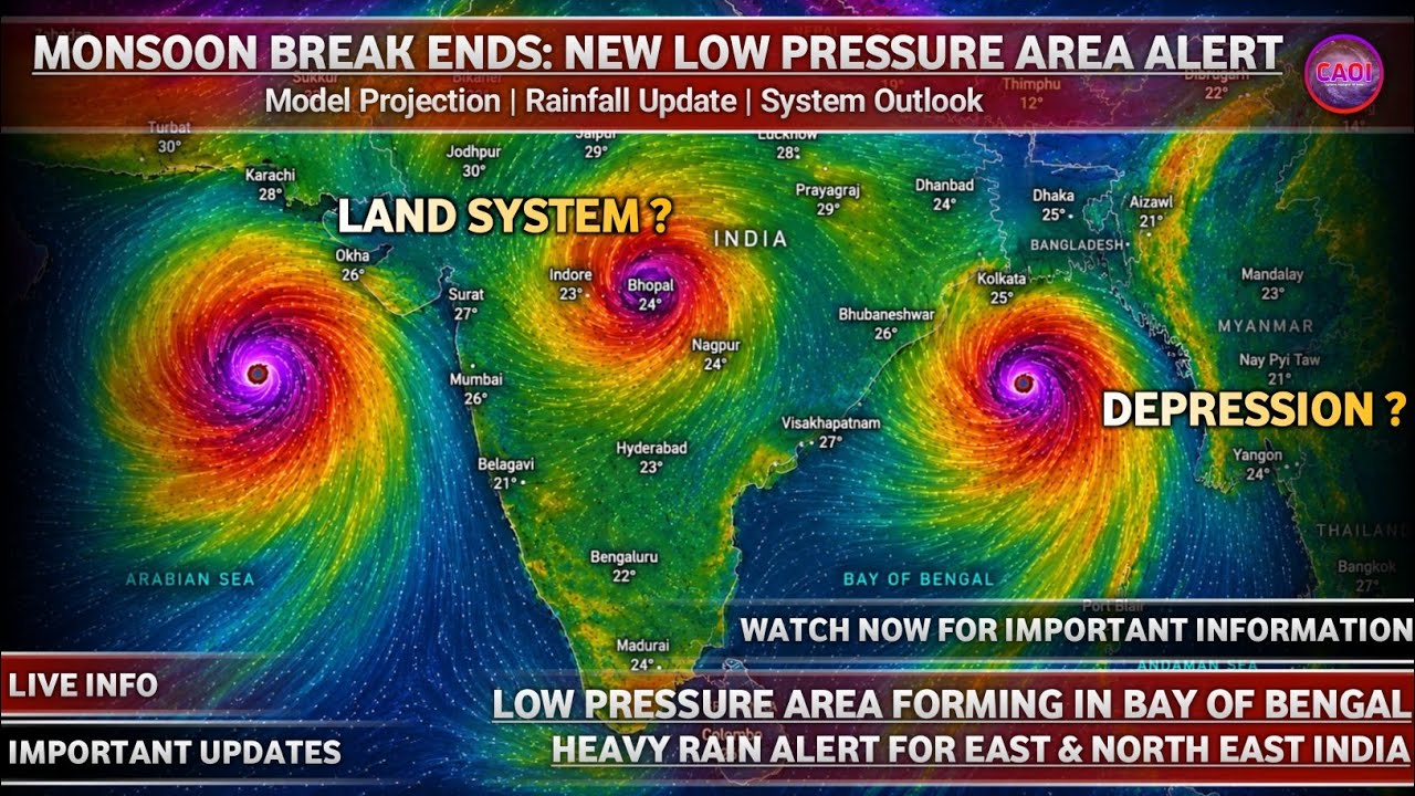 Monsoon Break Ends: Low Pressure Over Bay Of Bengal | Heavy Rain Alert For East & North East India